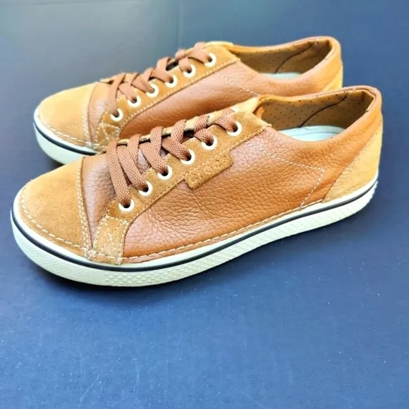 Crocs Hover Sneakers Brown Leather &amp; Suede Unisex Lace-up Size Men's 8 Womens 10