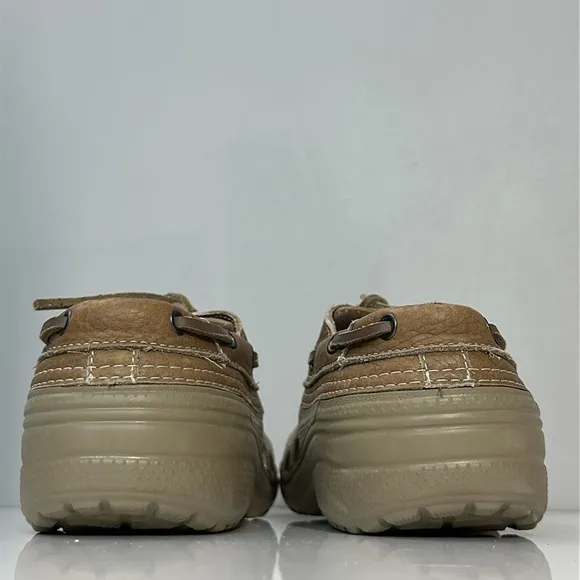 Crocs Islander Pit Crew Brown Leather Boat Shoes Size Mens 8