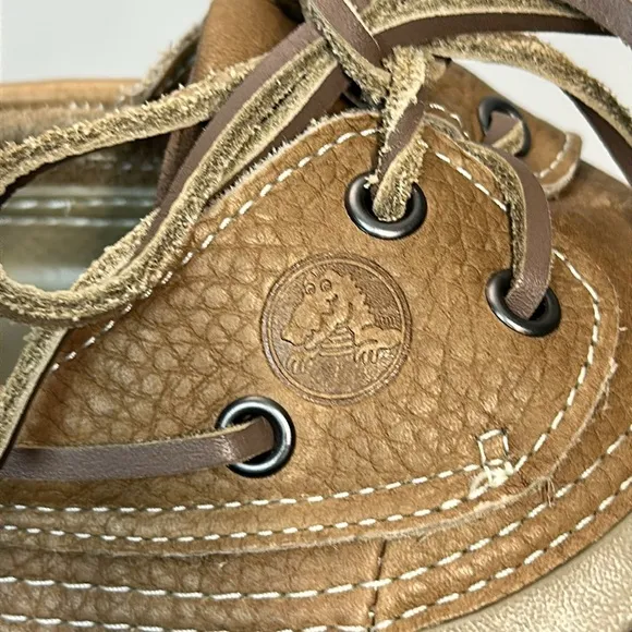 Crocs Islander Pit Crew Brown Leather Boat Shoes Size Mens 8