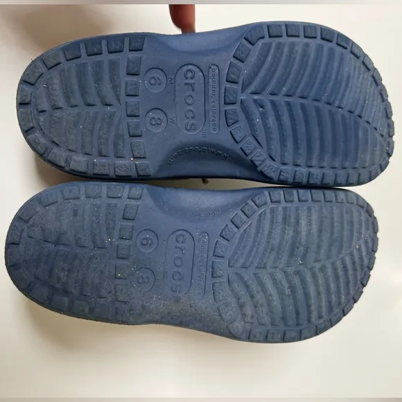 Crocs Islander Pitcrew Boat Blue &amp; Beige Leather Clogs