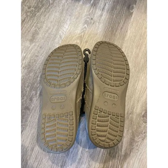 Crocs Men's Santa Cruz Canvas Loafer Slip On Shoes Khaki/Khaki Size 8