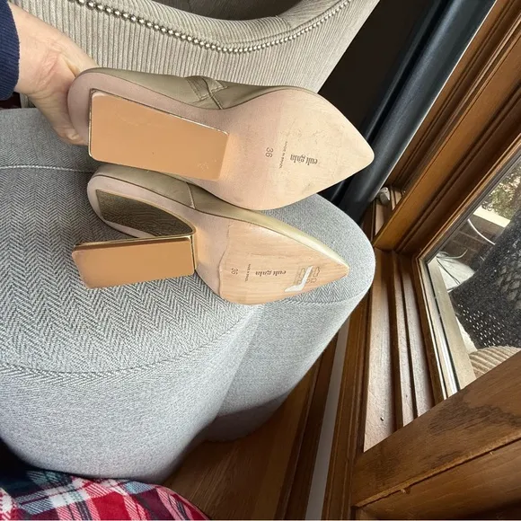 Cult Gaia Cream Heeled Boots with Pointed Toe