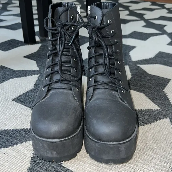 Current Mood Raven Boots Black Heeled Lace Up Boots