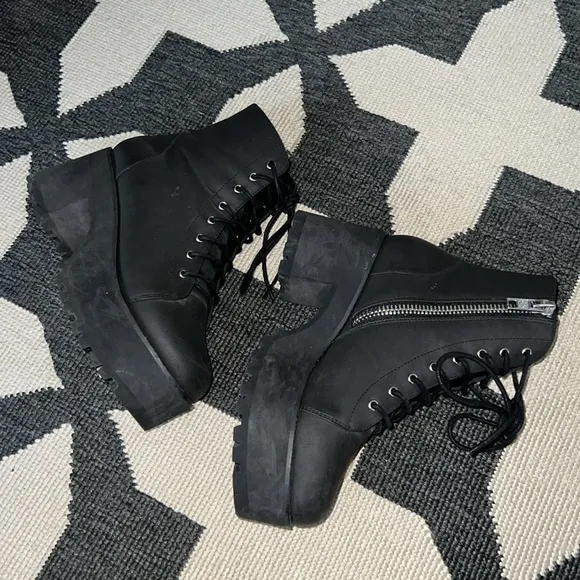 Current Mood Raven Boots Black Heeled Lace Up Boots