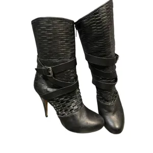 Cynthia Vincent Perforated Heeled Boots Women's Size 8.5