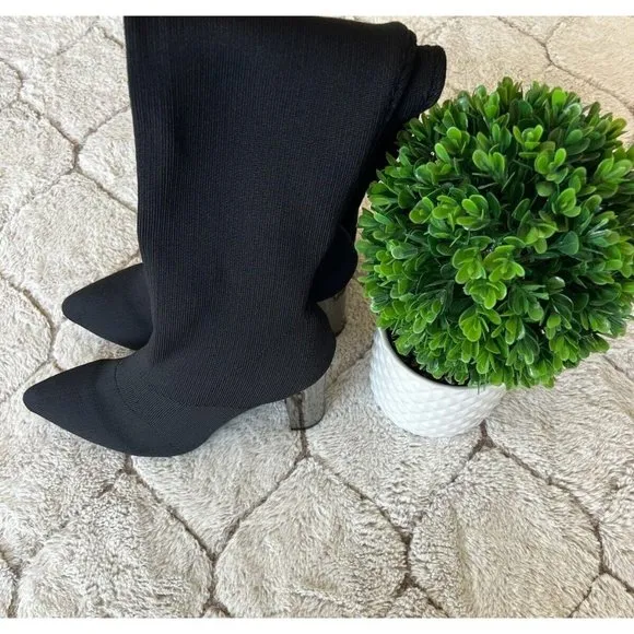 DAIMARAN Lima Women's Long Boots Knee High Boots Black Metal Heel High Size 7