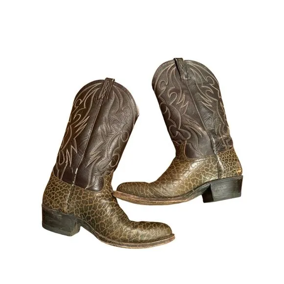 Dan Post Men’s Exotic Leather Upper Vintage Cowboy Boots Western Sz 8.5 D