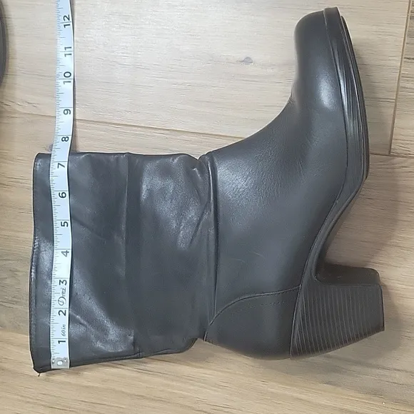 Dansko Bobbi Roll Down Black Leather Heeled Boots