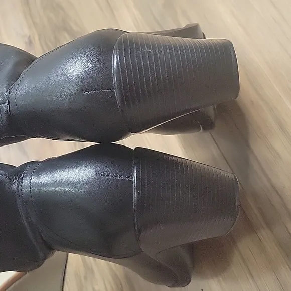 Dansko Bobbi Roll Down Black Leather Heeled Boots