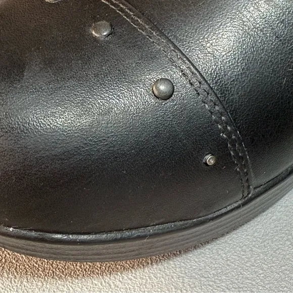 Dansko Fanny Black Studded Mary Jane Leather Wedge Pumps