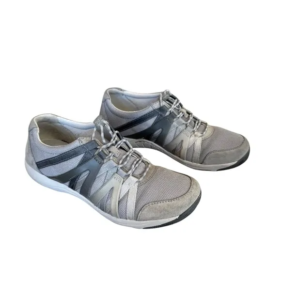 Dansko Harlyn Gray Suede &amp; Mesh Lace Up Sneakers Women's EU Size 38