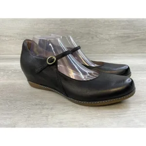 Dansko Loralie 6900101200 Women's US 12.5 Black Leather Wedge Mary Jane Shoes