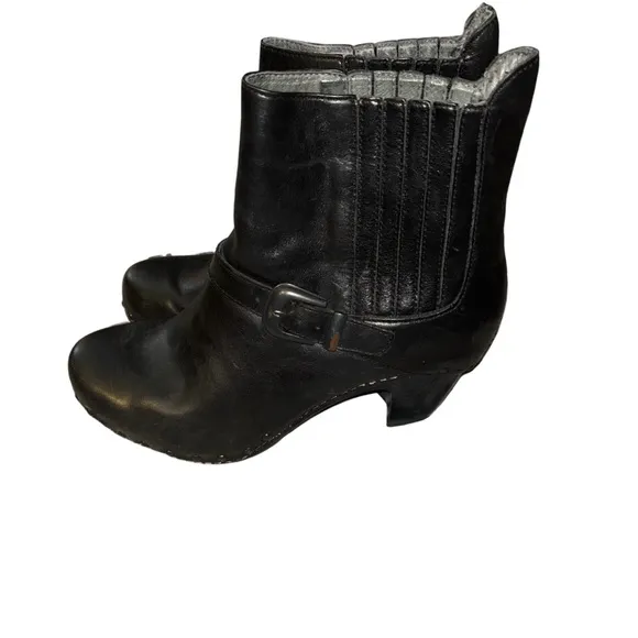 dansko Rhianna Black Leather Heeled Boots Size 42