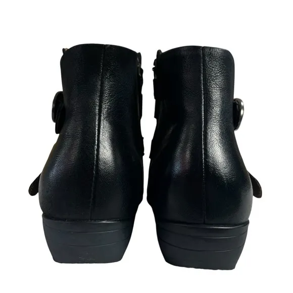 Dansko Shoes Womens 10.5-11 Faithe Double Buckle Black Leather Ankle Booties