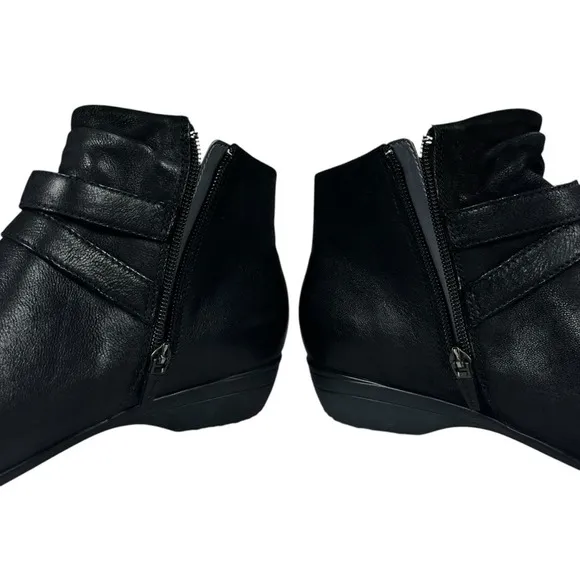 Dansko Shoes Womens 10.5-11 Faithe Double Buckle Black Leather Ankle Booties