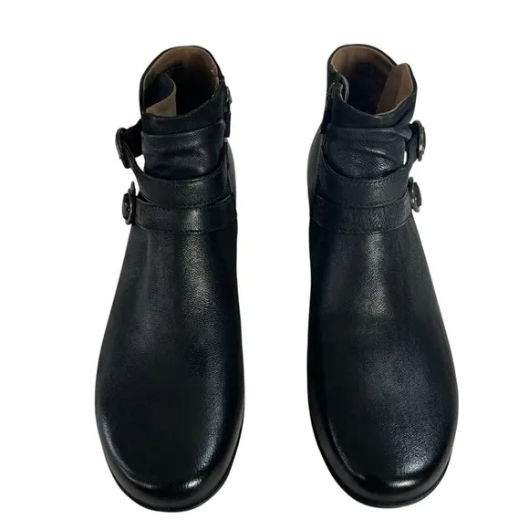 Dansko Shoes Womens 10.5-11 Faithe Double Buckle Black Leather Ankle Booties