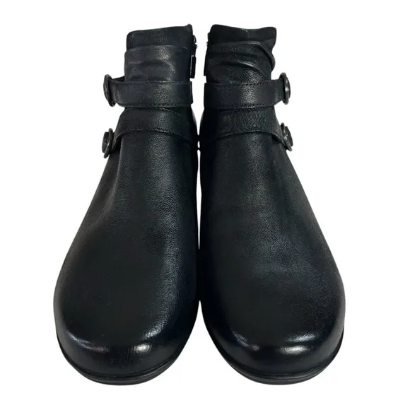 Dansko Shoes Womens 10.5-11 Faithe Double Buckle Black Leather Ankle Booties