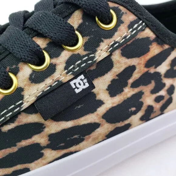 DC Manual Canvas Vegan Womens Size 7.5 Leopard Lace Up Sneaker Shoes ADJS300273
