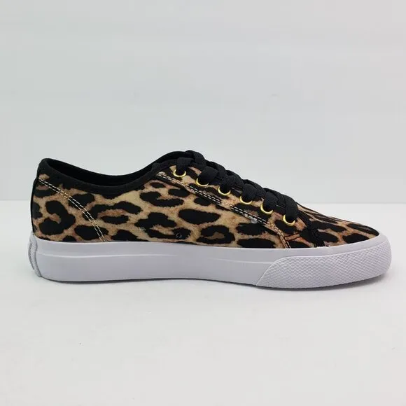 DC Manual Canvas Vegan Womens Size 7.5 Leopard Lace Up Sneaker Shoes ADJS300273