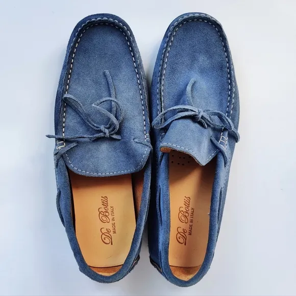 DE BOTTIS Driving Shoes EU 42 / US 9.5 Blue Suede Leather Moccasins Italian Mens