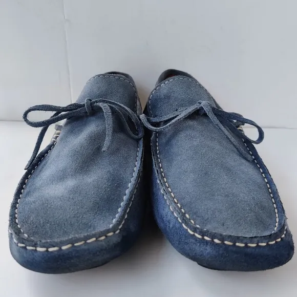 DE BOTTIS Driving Shoes EU 42 / US 9.5 Blue Suede Leather Moccasins Italian Mens