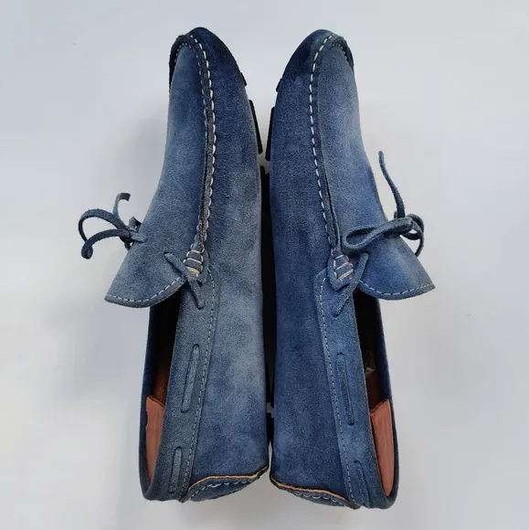 DE BOTTIS Driving Shoes EU 42 / US 9.5 Blue Suede Leather Moccasins Italian Mens