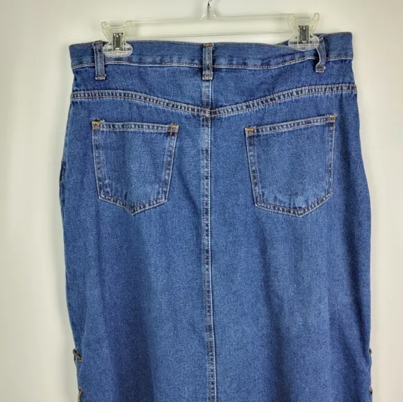 DETAILS 100% Cotton Jean Skirt With Leather
