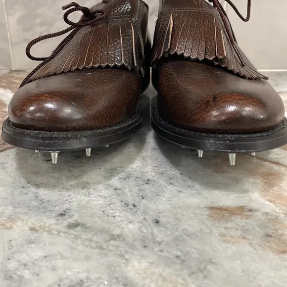 Dexter Golf Shoes Spiked Cleats Brown Leather Kiltie Mens Sz 8D Vintage Pro