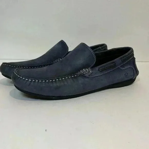 Di Pollini Chic Suede Blue Moccasins for Men Authentic Size 12 Loafers Casual