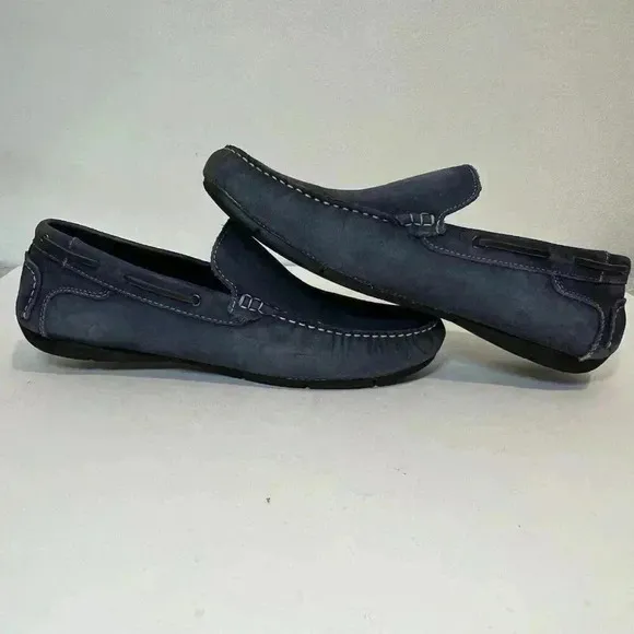 Di Pollini Chic Suede Blue Moccasins for Men Authentic Size 12 Loafers Casual