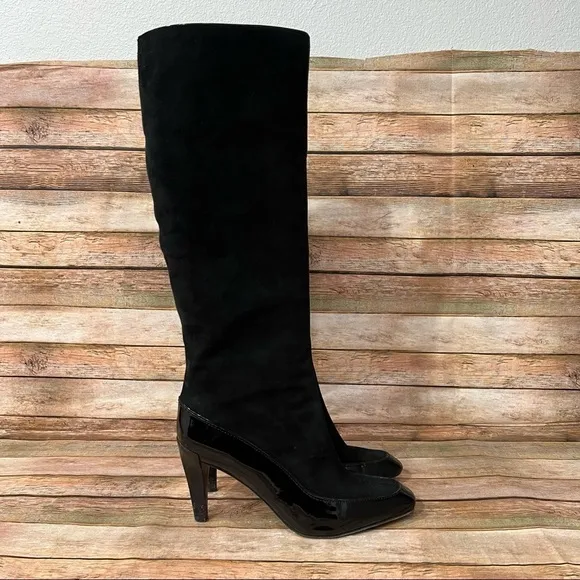 Diane Von Furstenberg Black Suede Heeled Boots