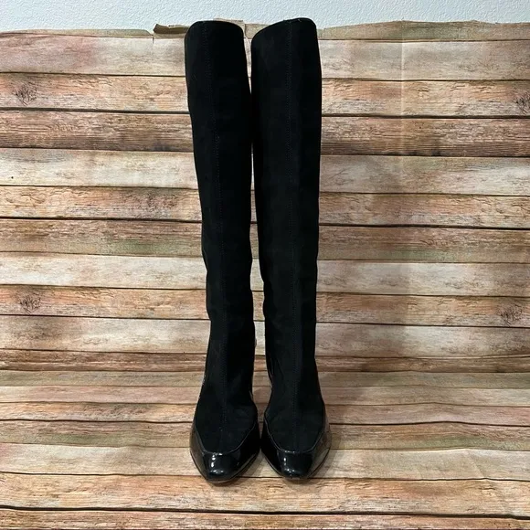 Diane Von Furstenberg Black Suede Heeled Boots