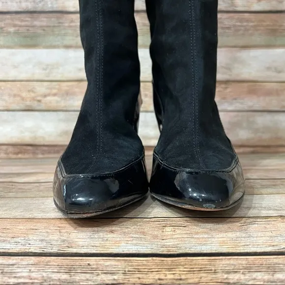 Diane Von Furstenberg Black Suede Heeled Boots