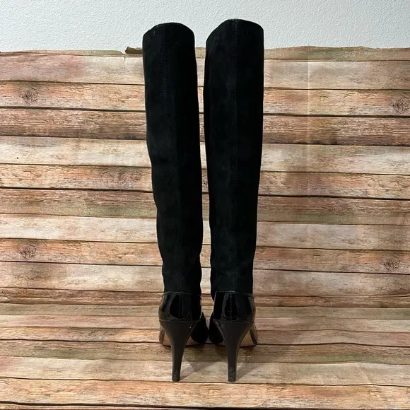 Diane Von Furstenberg Black Suede Heeled Boots