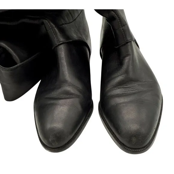 Diane Von Furstenberg DVF Black Leather Flat Riding Knee High Boots - Size 5