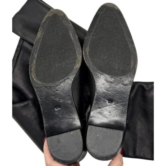 Diane Von Furstenberg DVF Black Leather Flat Riding Knee High Boots - Size 5