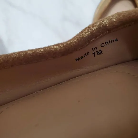 Diane Von Furstenberg Gold Leather Ballet Flats Size 7