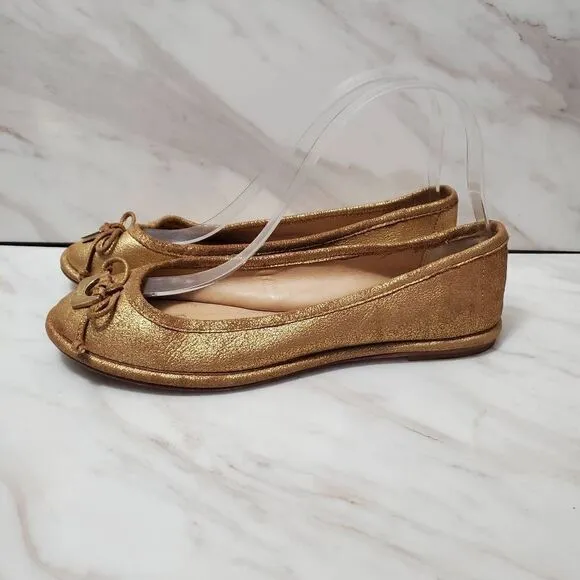 Diane Von Furstenberg Gold Leather Ballet Flats Size 7