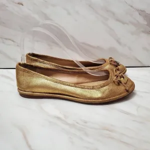Diane Von Furstenberg Gold Leather Ballet Flats Size 7
