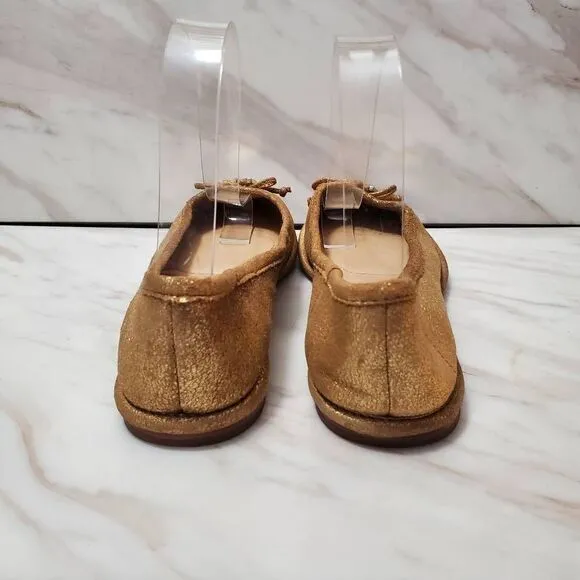 Diane Von Furstenberg Gold Leather Ballet Flats Size 7