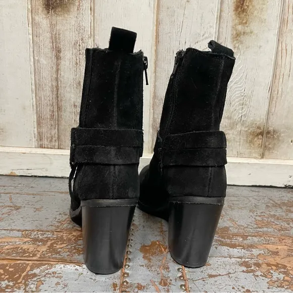 Diba True Lion Tamer Black Leather Heeled Moto Ankle Boots
