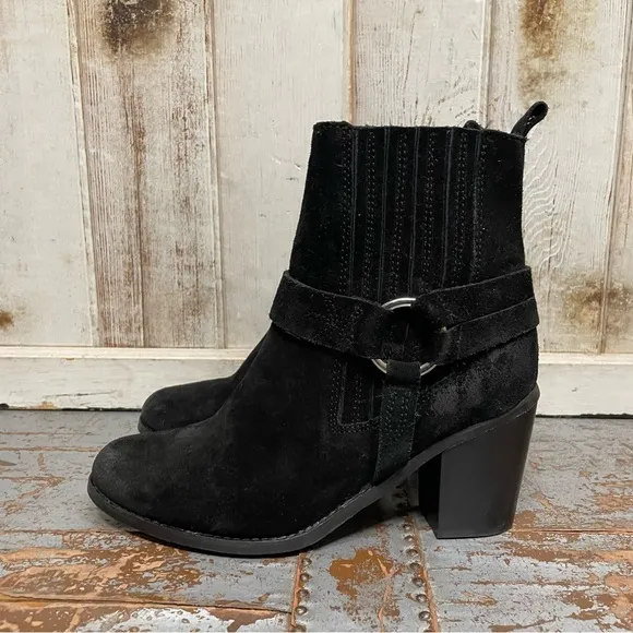 Diba True Lion Tamer Black Leather Heeled Moto Ankle Boots