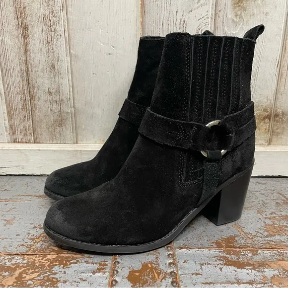 Diba True Lion Tamer Black Leather Heeled Moto Ankle Boots