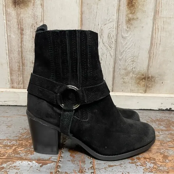Diba True Lion Tamer Black Leather Heeled Moto Ankle Boots