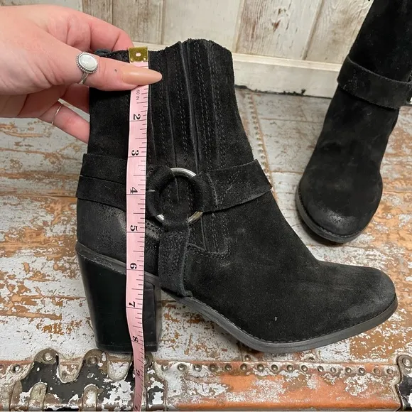Diba True Lion Tamer Black Leather Heeled Moto Ankle Boots