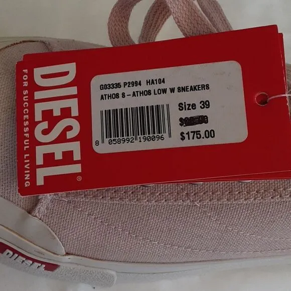 DIESEL Athos 8 Low Women's Sneakers, Pink, Euro size 39, US 8.5 NWT