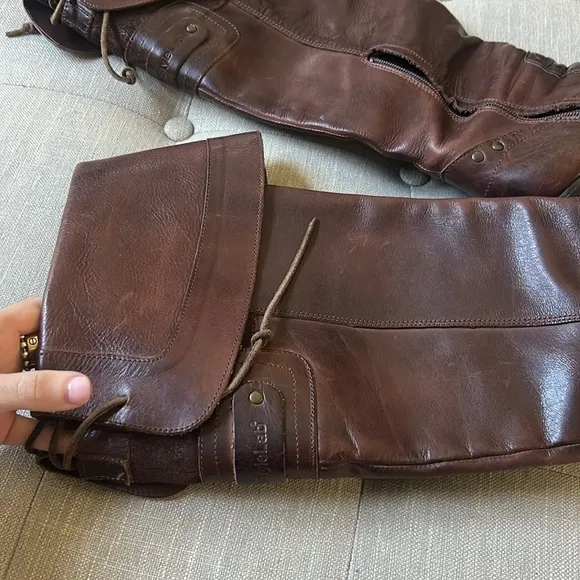 Diesel Style Lab Brown Leather Over The Knee Heeled Boots Size 40