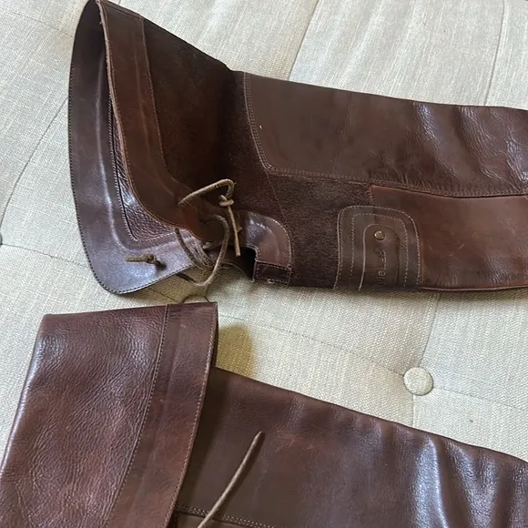 Diesel Style Lab Brown Leather Over The Knee Heeled Boots Size 40