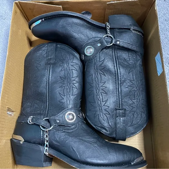 Dingo Western Boots Mens Suiter Harness 12&quot; Leather Black DI02175 SiE 9.5 D New