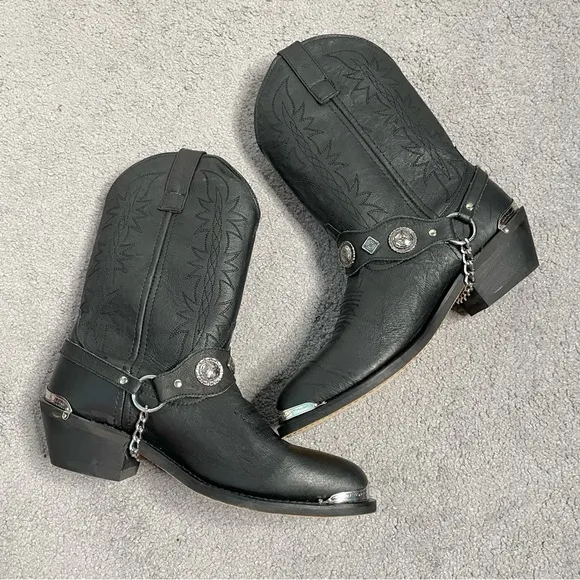 Dingo Western Boots Mens Suiter Harness 12&quot; Leather Black DI02175 SiE 9.5 D New